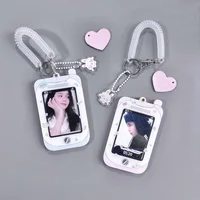 1 Pcs Acrylic Photocard Holder Key Chain INS Ins Idol Photo Card Holder Decorative Student ID Badge Holder Girls Card Sleeves 2
