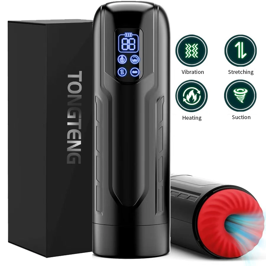 Automatic Masturbator Stroker Adult Toys with 7 Thrusting Rotating 7 Licking Vibrating Modes Hands-Free Sex Machine Pocket Pussy