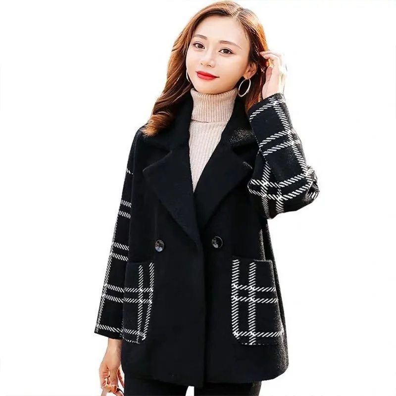 Autumn Winter Elegant Fashion Harajuku Slim Fit Tops Women Loose Casual All Match Outerwear Long Sleeve Pockets Cardigan Coat