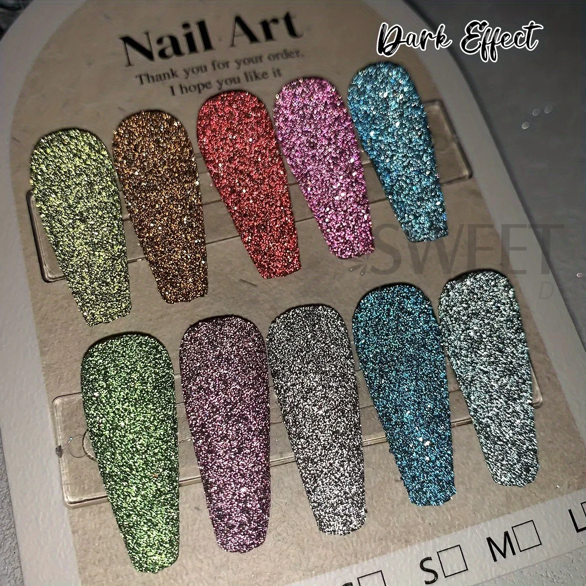 10pcs Rainbow Reflective Powder Nail Glitter Super Bright Silver Flashy Summer Color Holographic Pigment Sparkly Manicure Decor