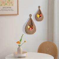 1PC Hand-woven Basket Wall Kitchen Hanging Net Pocket Cotton Rope Water Drop Fruit Vegetable Storage Basket Home Organizer Tools 5
