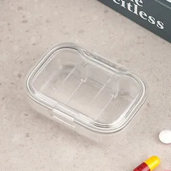Weekly Portable Medicine Organizer with Moisture - Proof Sealed Design and Exquisite Packaging (Ice - clear white 3 gr)