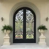 Villa High-end Luxury Factory Sell Custom Forged America European Craft Glass Security Double-open Iron Steel Entrance Gate Door 3