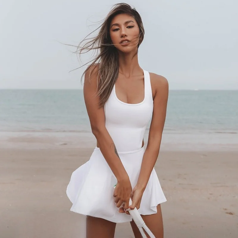Sports Dresses Tennis Suit One-Piece Yoga Clothes Women's Outdoor Athletic Dress Romoer Summer Women Dress Sportswear