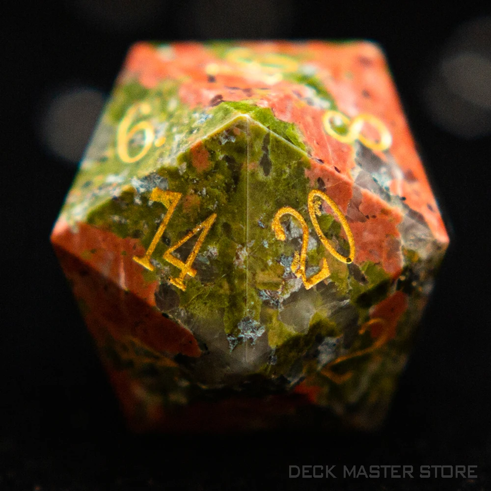 Unakite Dice Polyhedral Gemstone Various Shapes Digital D20 DnD Dice for D&D TRPG Magic Tabletop Games Board Games Dice