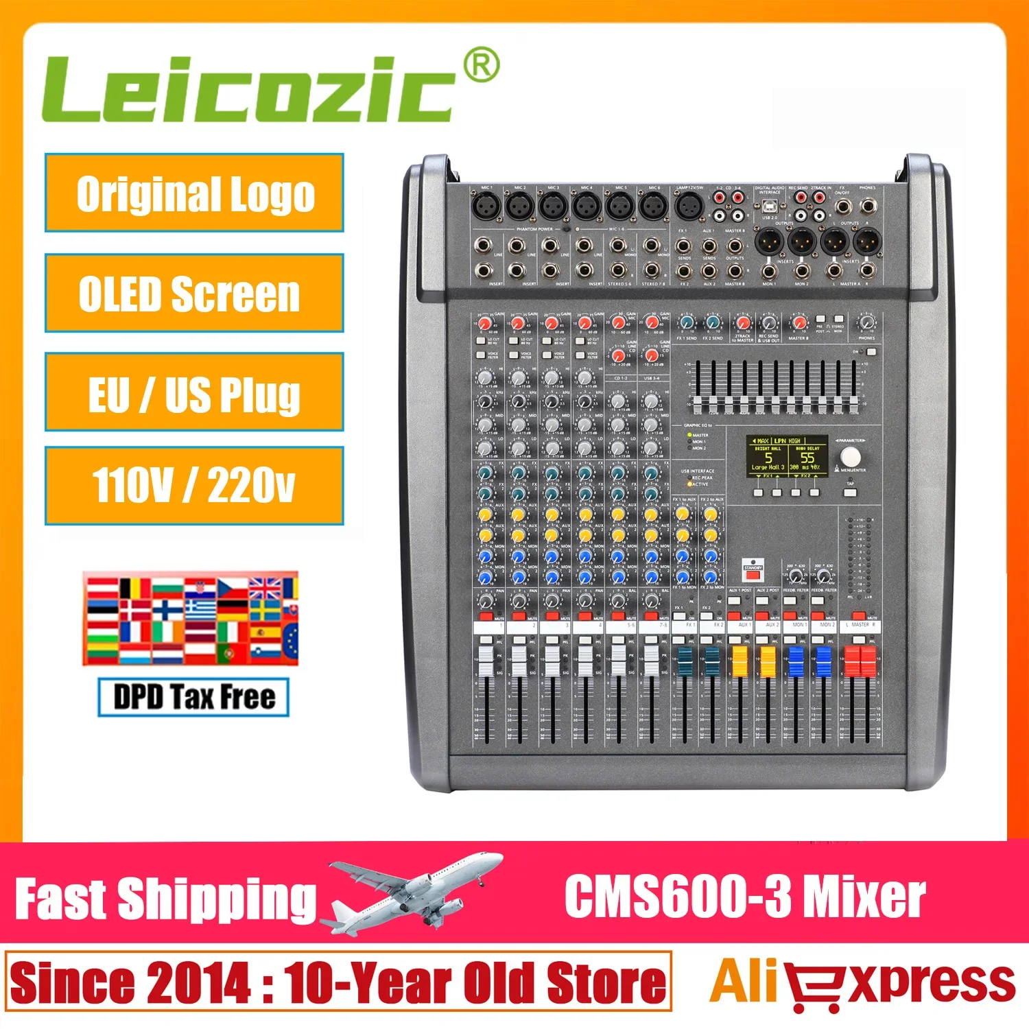 Leicozic CMS600-3 Mixing Console Audio Mixer Professional 8-Channel Mixer Consola De Sonido Mesa De Som Batidora Pro Audio