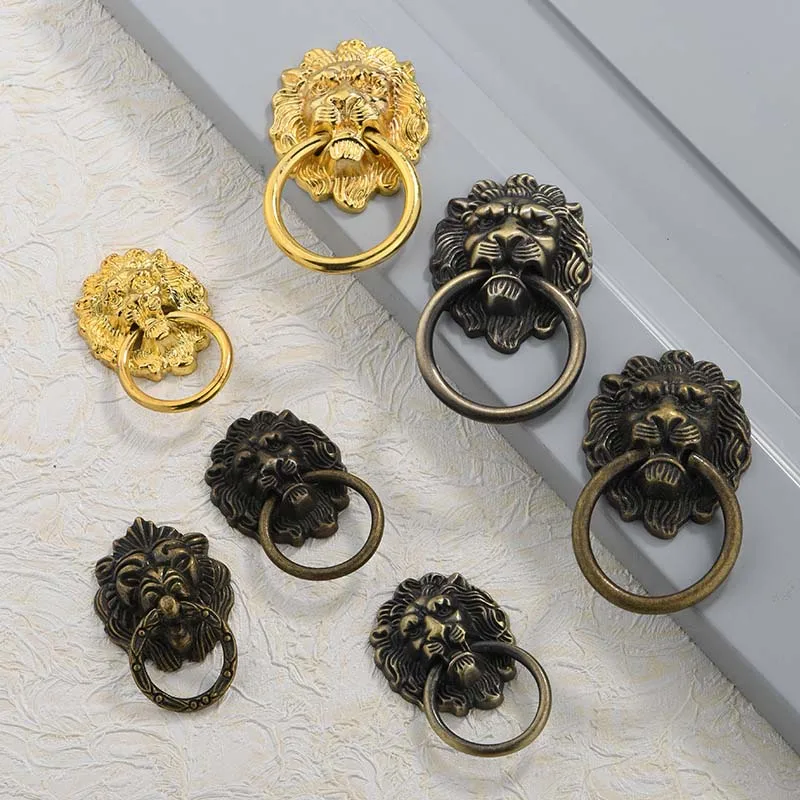 

Antique Lion Head Zinc Alloy Drawer Wine Box Packaging Box Handle Decorative Handle Dresser Cabinet Handle Hardware Accessories
