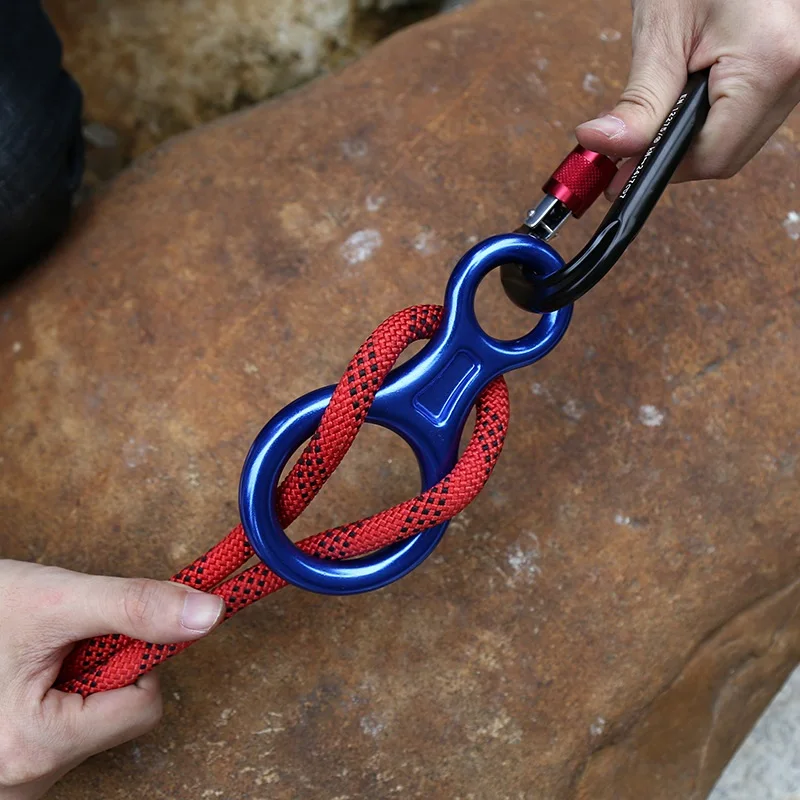 Climbing Carabiner Downhill Equipment 8 Shape Rigging Descender Aluminum Figure Belay Device Abseiling 35kN