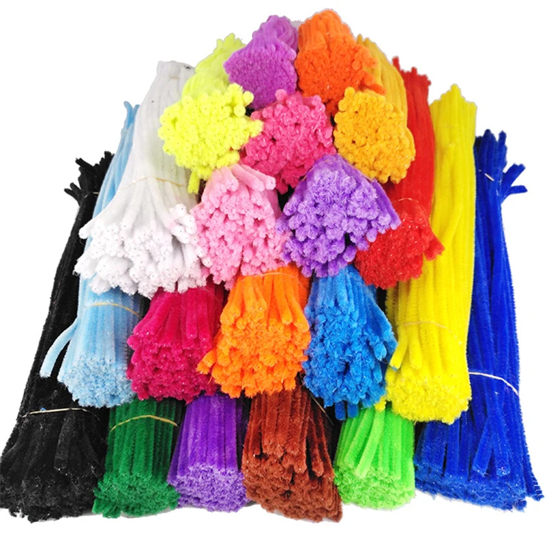 Chenille Pipe Cleaners 30cm 50pcs Chenille Stem Pipe Plush Strips Sticks Kids DIY Craft Creative Toys Educational Handmade Twist Rod Party Supplies