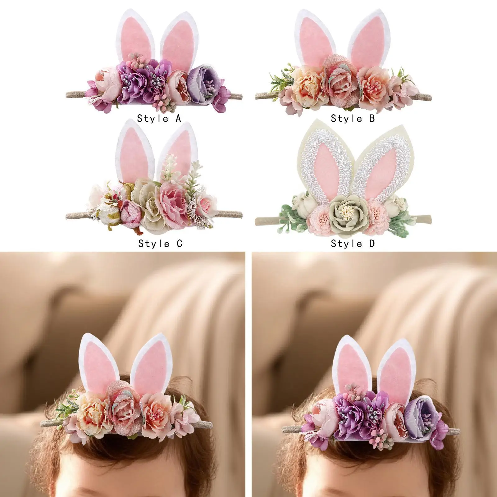 Animal Ears Headband Festival Cute Decor Kids Elastic Headband Girls Headwear Hair Styling Accessories for 0-4 Years Girls Kids