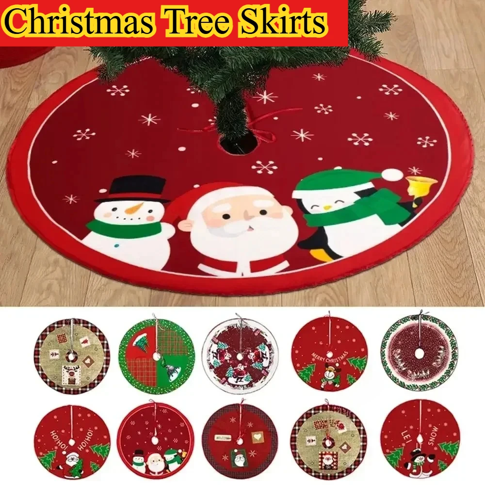 Merry Christmas Decorations for Home Xmas Ornaments Navidad 62CM Cartoon Christmas Tree Skirt Crafts Tree Surround Base