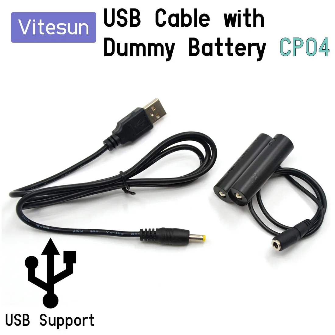 Vitesun Power Bank USB Cable Adapter + CP-04 AA Dummy Battery for Fujifilm FinePix S9900w S9200 S8600 S2900HD HS11 HS25EXR