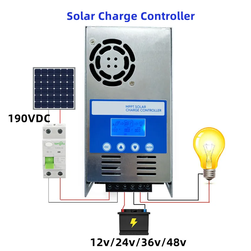 ソーラー充電コントローラー,MPPT,60a,50a,40a,30a,48v,36v,24v,12v,自動,190vdc,鉛酸,リチウム用  AliExpress