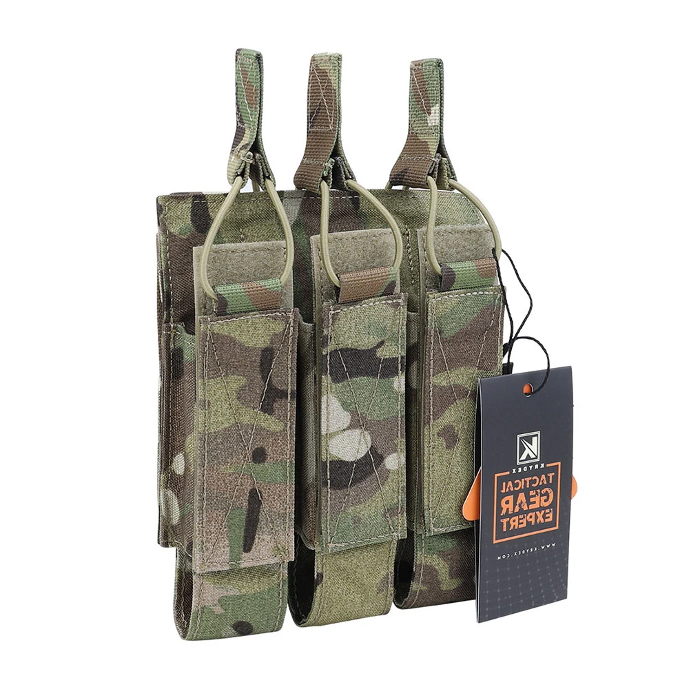 KRYDEX Taktische modulare Triple Mag Pouch MOLLE Open-Top SMG Magazines Pouch für MP5 MP7 KRISS Jagdzubehör – Detail 11