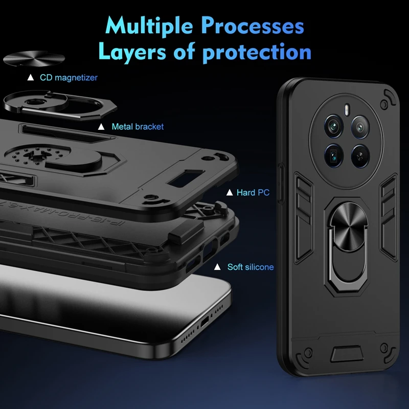 Shockproof Armor Lens Protector Case with Magnetic Ring Holder