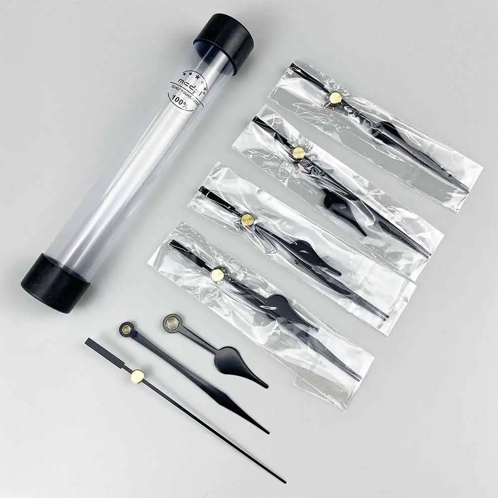 MCDFL Black Clock Hands Seconds Mechanism with Arrowsc Insert Spare Parts Spindle for The Analog Watch Needles Making Repair Kit