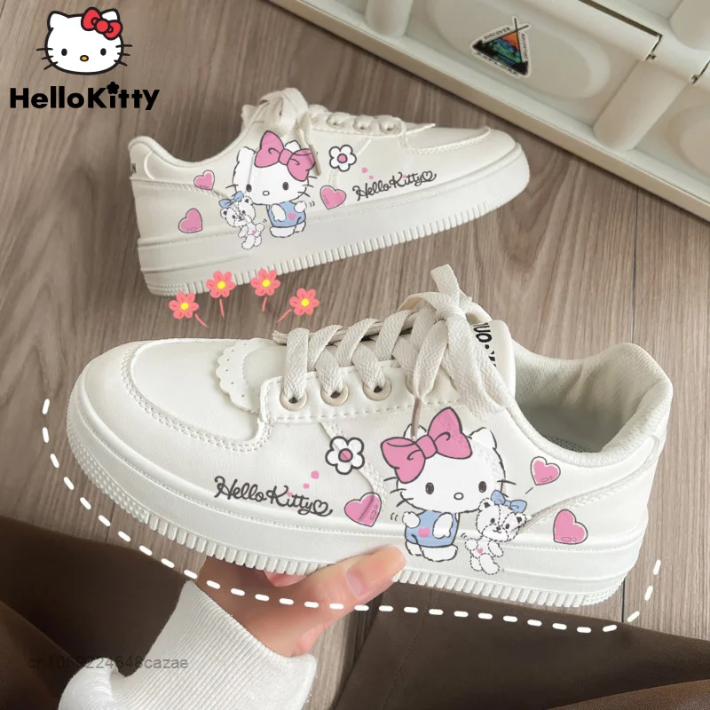 Sanrio Hello Kitty College Style | Women's Hello Kitty Sneakers - White  Shoes Korean - Aliexpress