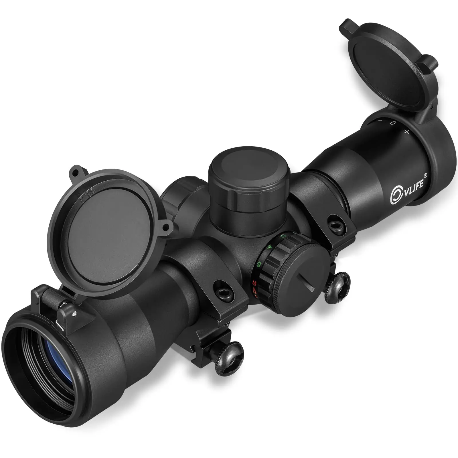 MIDTEN 4x32 Crossbow Scope Red Green Illuminated 20-100 Yards Circles Rangefinder Etched Glass Reticle Optic