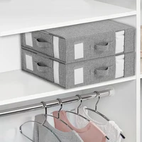 Bed Sheet Set Storage Box with Handle Fabric Visual Window Zipper Divider Blanket Sorting Box Large Capacity Bedding Storage Box 2