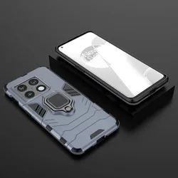 Shockproof Phone Case with Magnetic Kickstand Ring and Enhanced Protection for OnePlus Nord (F7 - Navy blue)