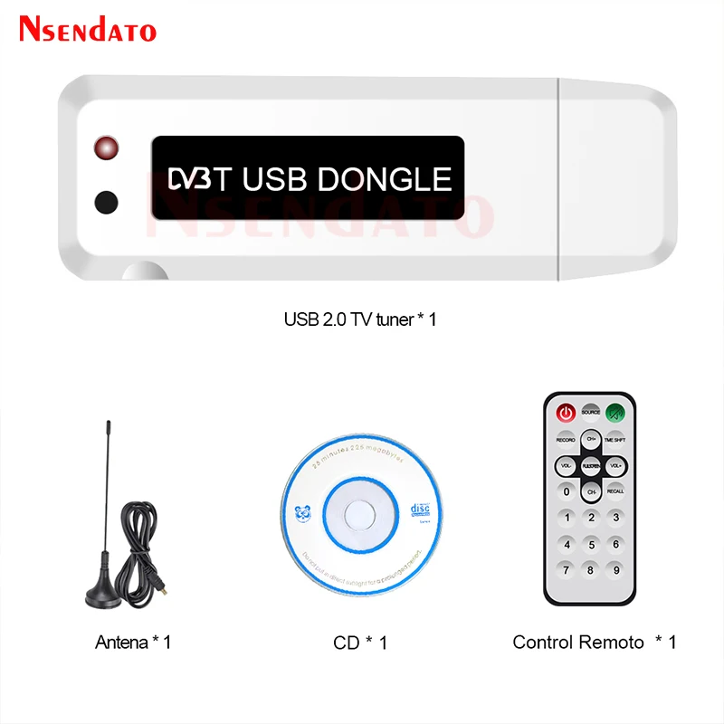 Digital USB 2.0 DVB-T Dongle Stick USB DVB T HDTV TV Tuner Recorder  Receiver with Remote Control IR Antenna