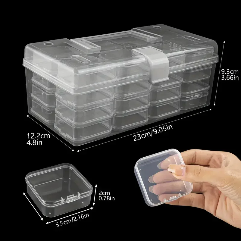 1 32 grid transparent plastic storage box portable multifunctional DIY craft and jewelry craft supplies container