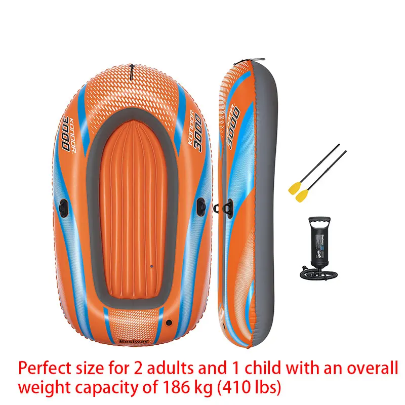 Bestway 61136/61140/61142/61146 1-3 Person Heavy Duty Inflatable Kayak - Long Lasting PVC Rafting Adventure Boat for Thrilling 6