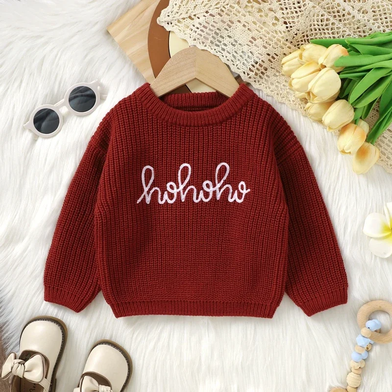 Baby Girls Sweater Winter Warm Knitting Jumper Long Sleeve Crew Neck for Infant