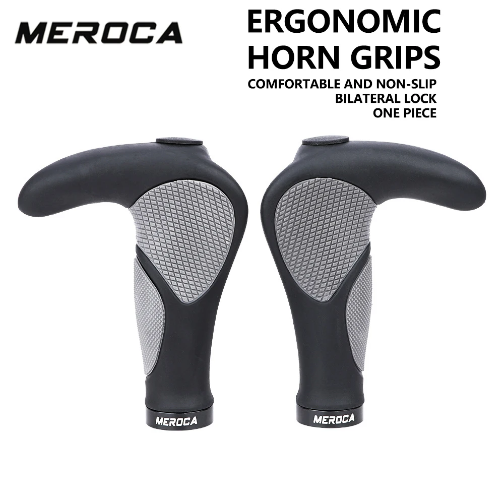 

MEROCA MTB Road Bike Accessories Parts Rubber Horn Shape Comfort Shock Absorption Non-slip Grips Bicycle Vice Bar Cycling