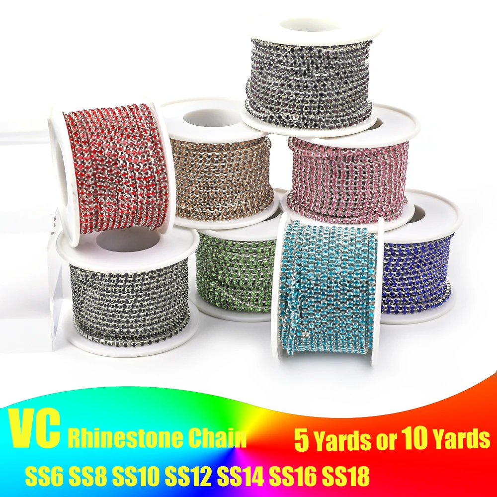1Yard 10Yards/Roll Crystal Rhinestone Chain Sew-On Glue-On Trim Cup Chain for clothes DIY Accessories