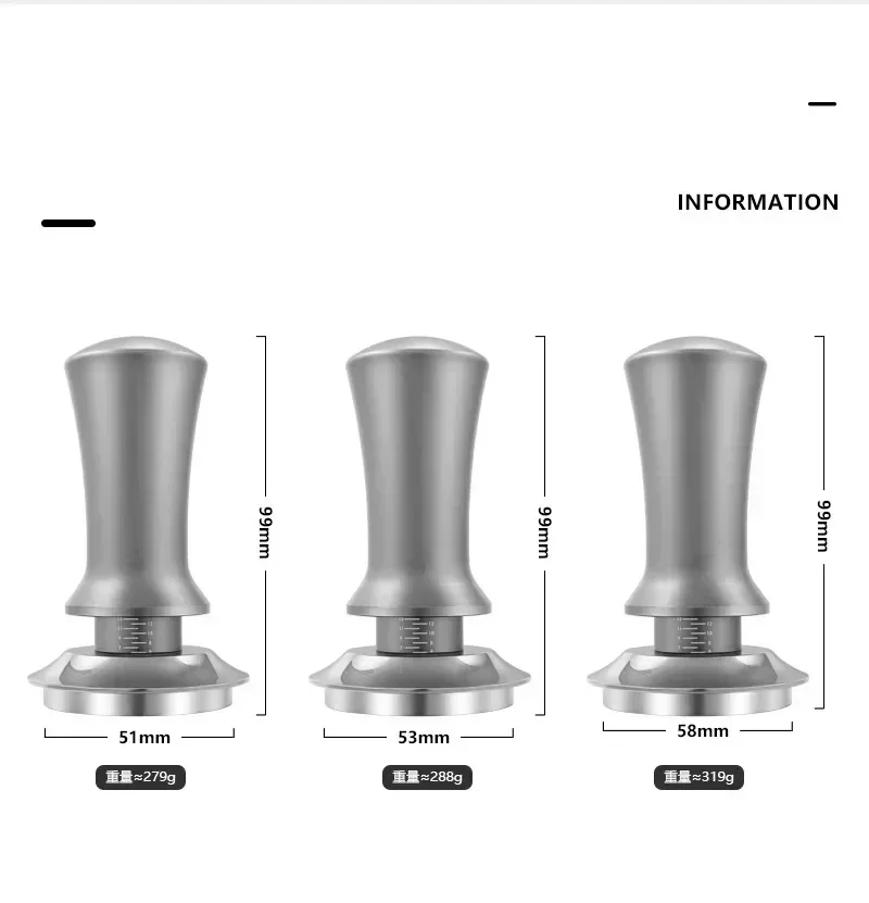 

Калиброванные пружины со стальными шкалами для тампона кофе 49 мм/53,3 мм/Эспрессо 58,5 мм с регулируемой высотой основания 30 фунтов плоские