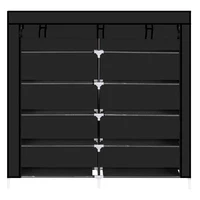 7 Tiers Portable Shoe Rack Closet Fabric Cover Shoe Storage Organizer Cabinet Black 1