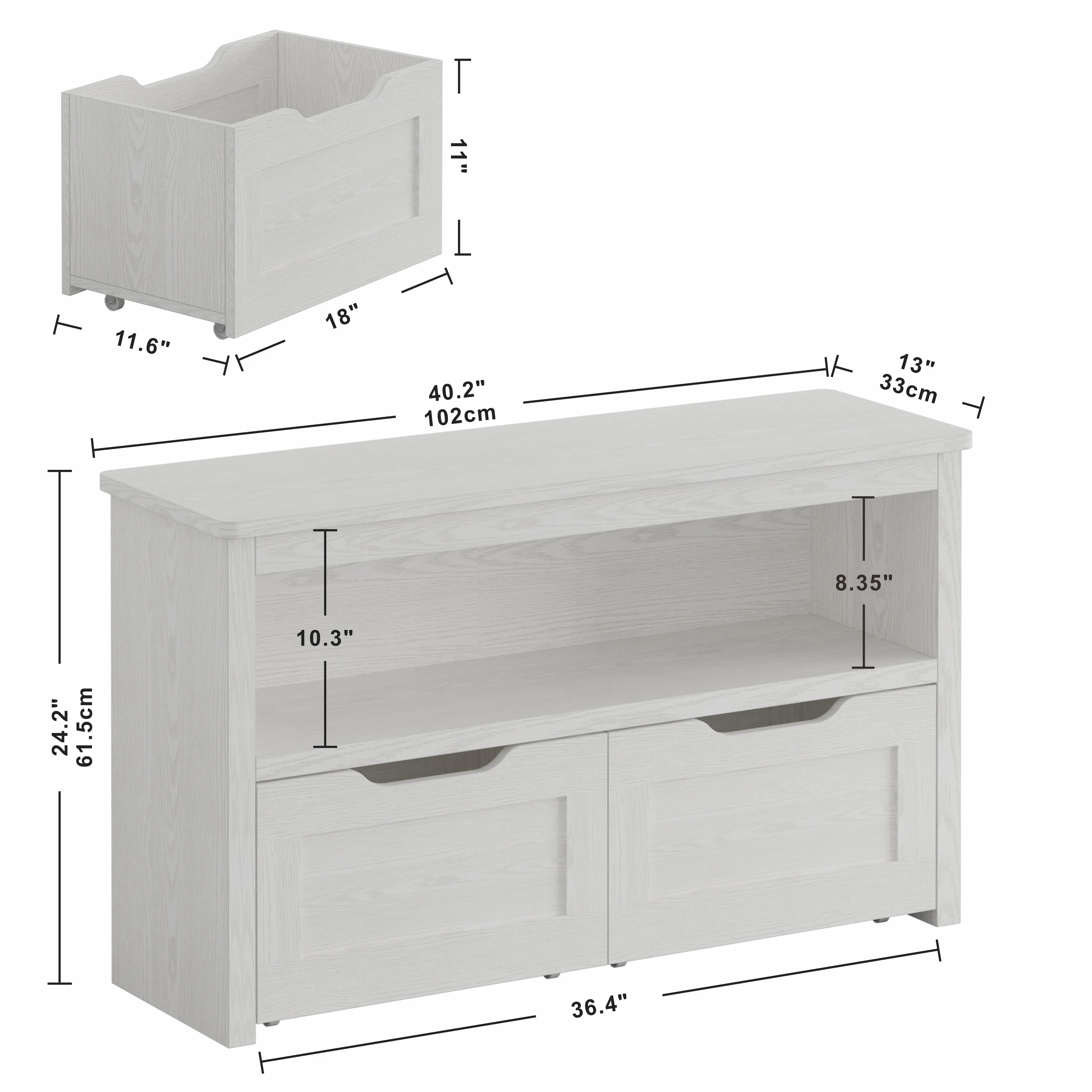 IRONCK Toy Storage Organizer for Boys and Girls, with Drawers, Wheels and Open Shelf for Nursery, Playroom, and Bedroom, White 2