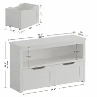 IRONCK Toy Storage Organizer for Boys and Girls, with Drawers, Wheels and Open Shelf for Nursery, Playroom, and Bedroom, White 2