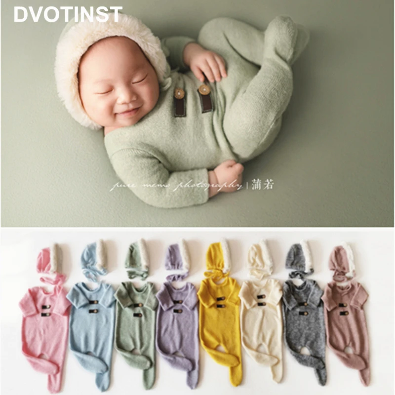 Dvotinst Baby Newborn Photography Props Fur Hat Bonnet Outfits 2pcs Set Backdrop Blanket Fotografia Studio Shoots Photo Props dvotinst newborn photography props baby hat outfit backdrop romper bonnet theme set fotografia shooting photo props photoshoot