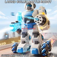 New Watch Remote Control Robot Smart Electric 2.4G Lighting Smoking 360° Rotation Lanuch Bullet Robot Toy Boy Kid Gifts 2