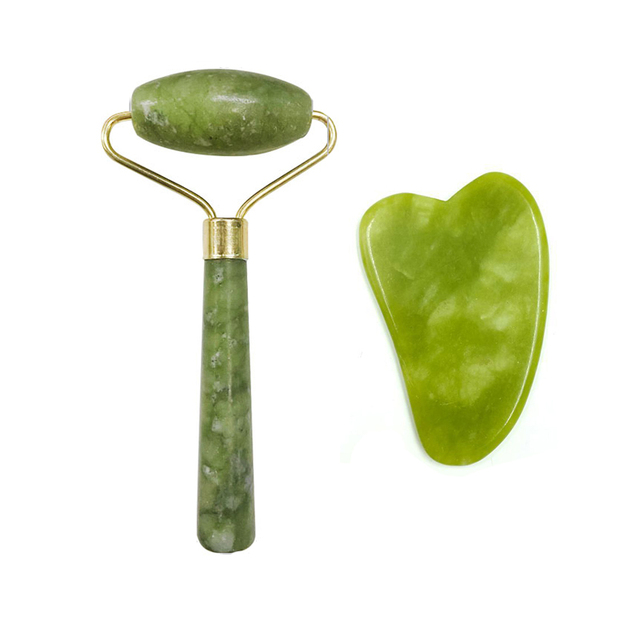 Jade Roller for Face Natural Jade Stone Facial Natural Scraper Face Lifting Gua Sha Body Back Slimming Massage Roller