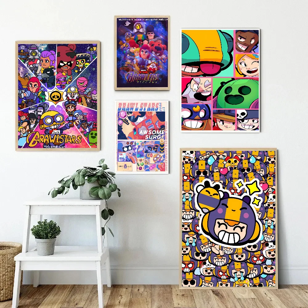 Game B-rawl-S-Stars Self-adhesive Art Poster Whitepaper Sticker DIY Room Bar Cafe Wall Decor