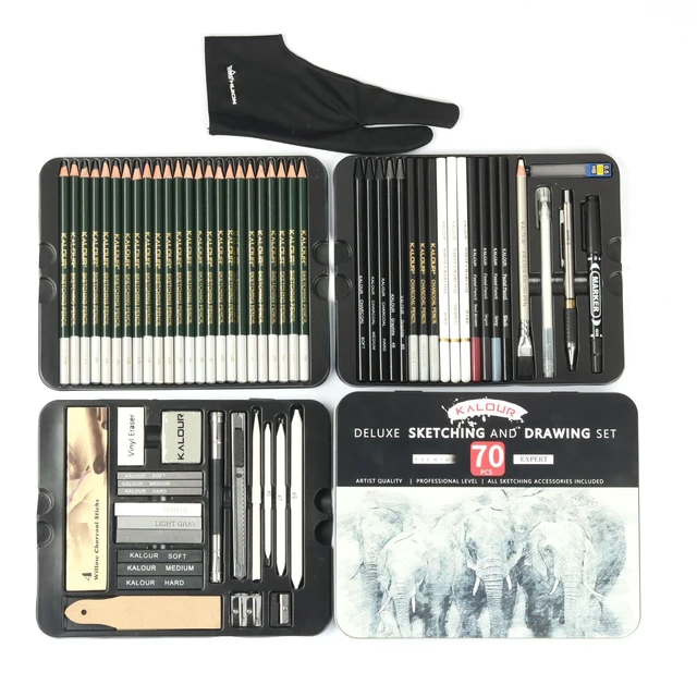 NYONI Drawing Pencil Set Tin Pack With All Accessories 29 PC | Sketch  Painting Charcoal Pencil Set