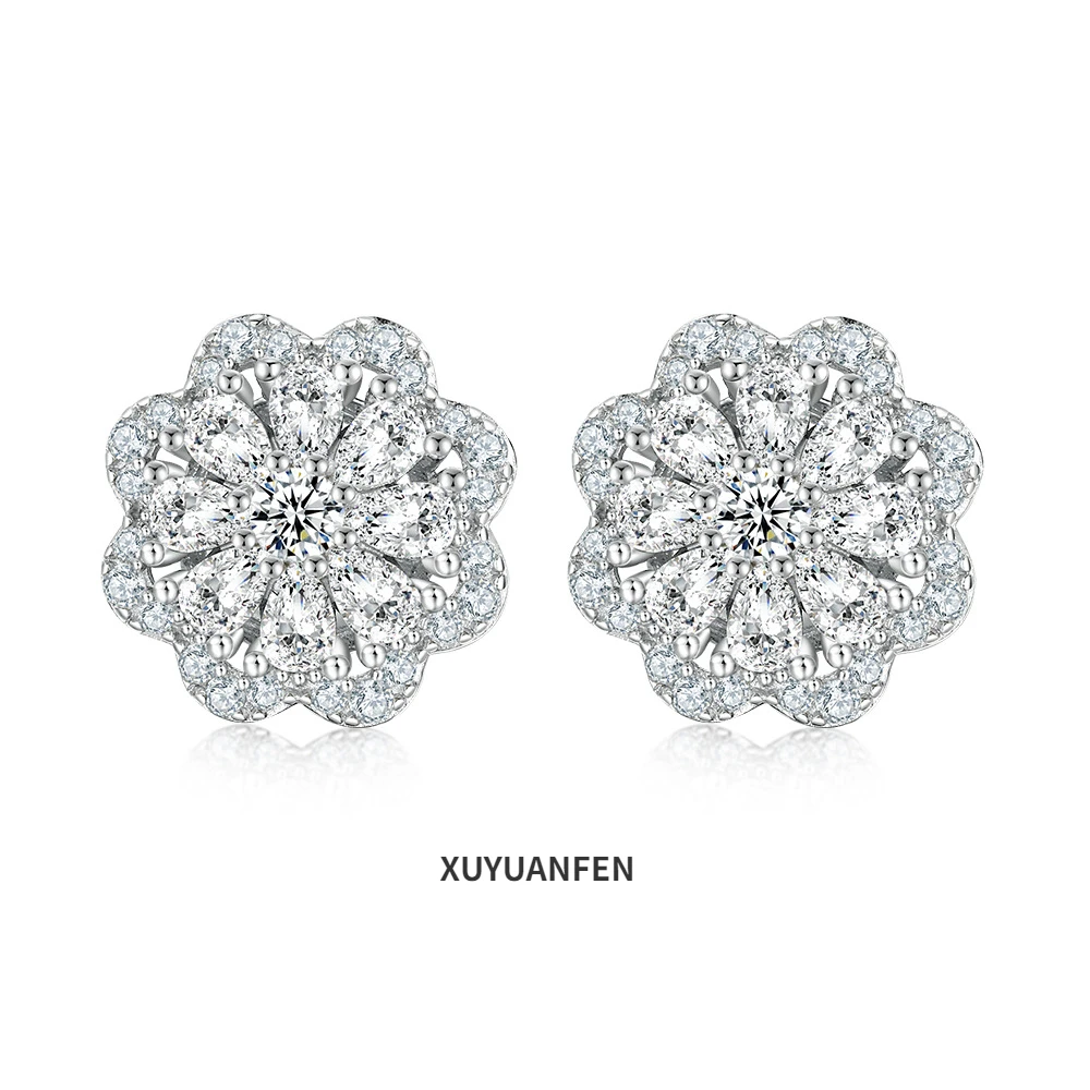 

XUYUANFEN's New European and American S925 Sterling Silver Flower Earrings for Women's High-end Feel Earrings Are Niche