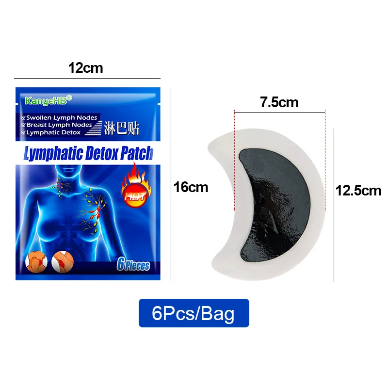 6pcs Herbal Lymphatic Detox Patches Breast Armpit AntiSwelling Lymph
