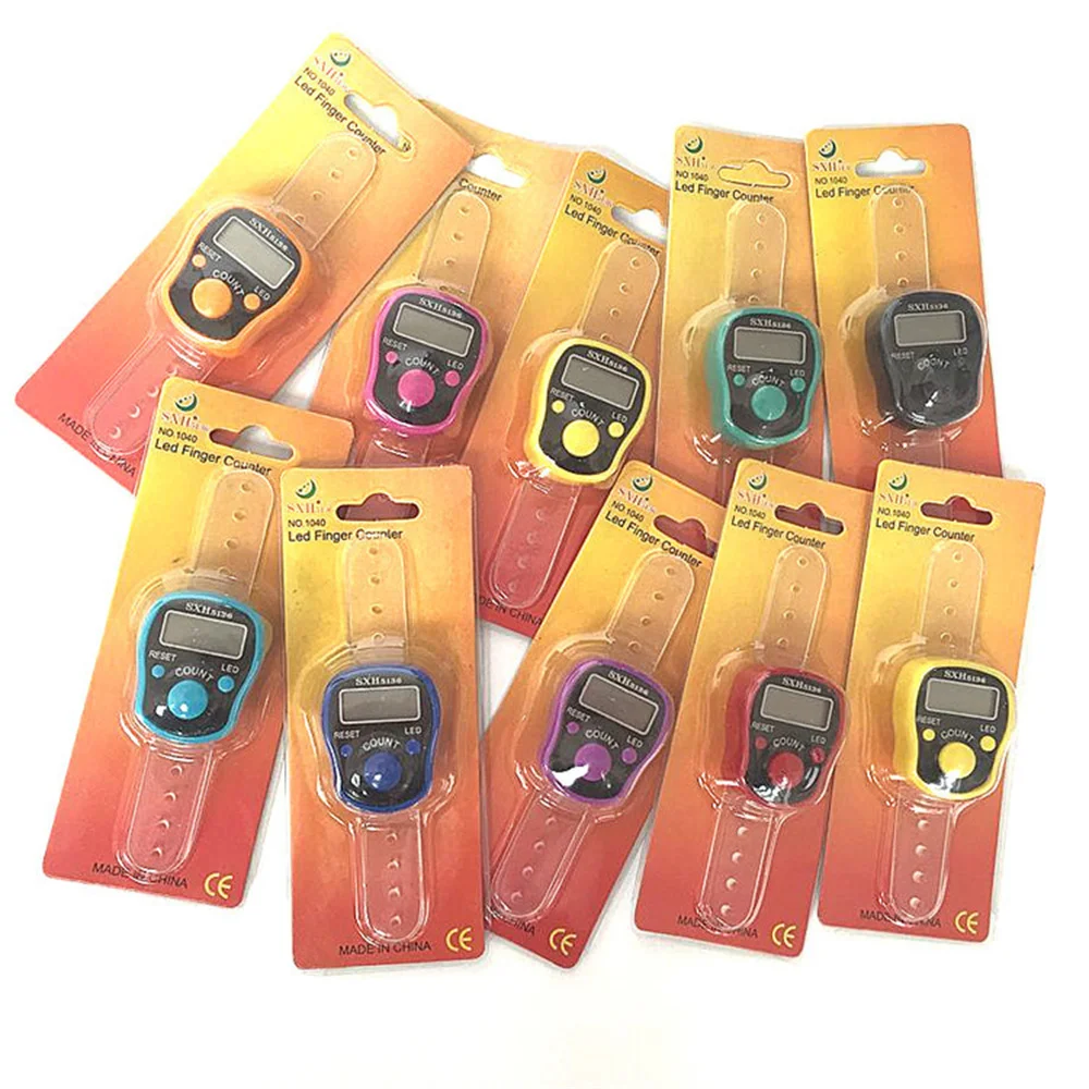 1~10PCS Finger Counter W/ Compass Islamic Tasbih Bead 5 Digital LED Electronic Handheld Tally Counter Clicker Ring hand tally counter electronic counter