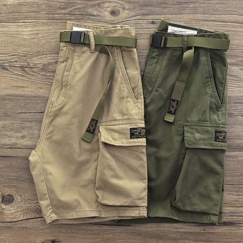 

Summer New Japanese Retro Cargo Shorts Men's Fashion Ami Khaji Loose Casual Pure Cotton Washed Old Large Pocket Five-point Pants