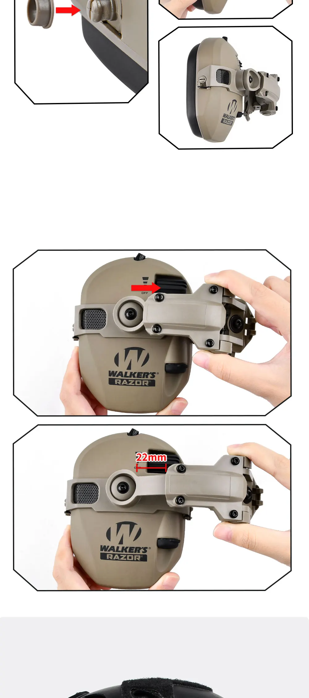 ARC Walker's Razor Headset Helmet Mount Bracket Adapter