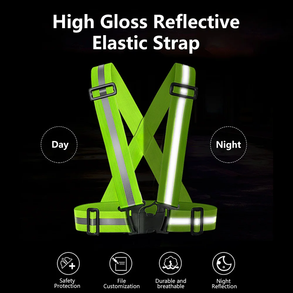 Highlight Reflective Straps Night Running Riding Clothing reflective safety vest Adjustable Safety Vest Elastic Band Belt for Adults and Children