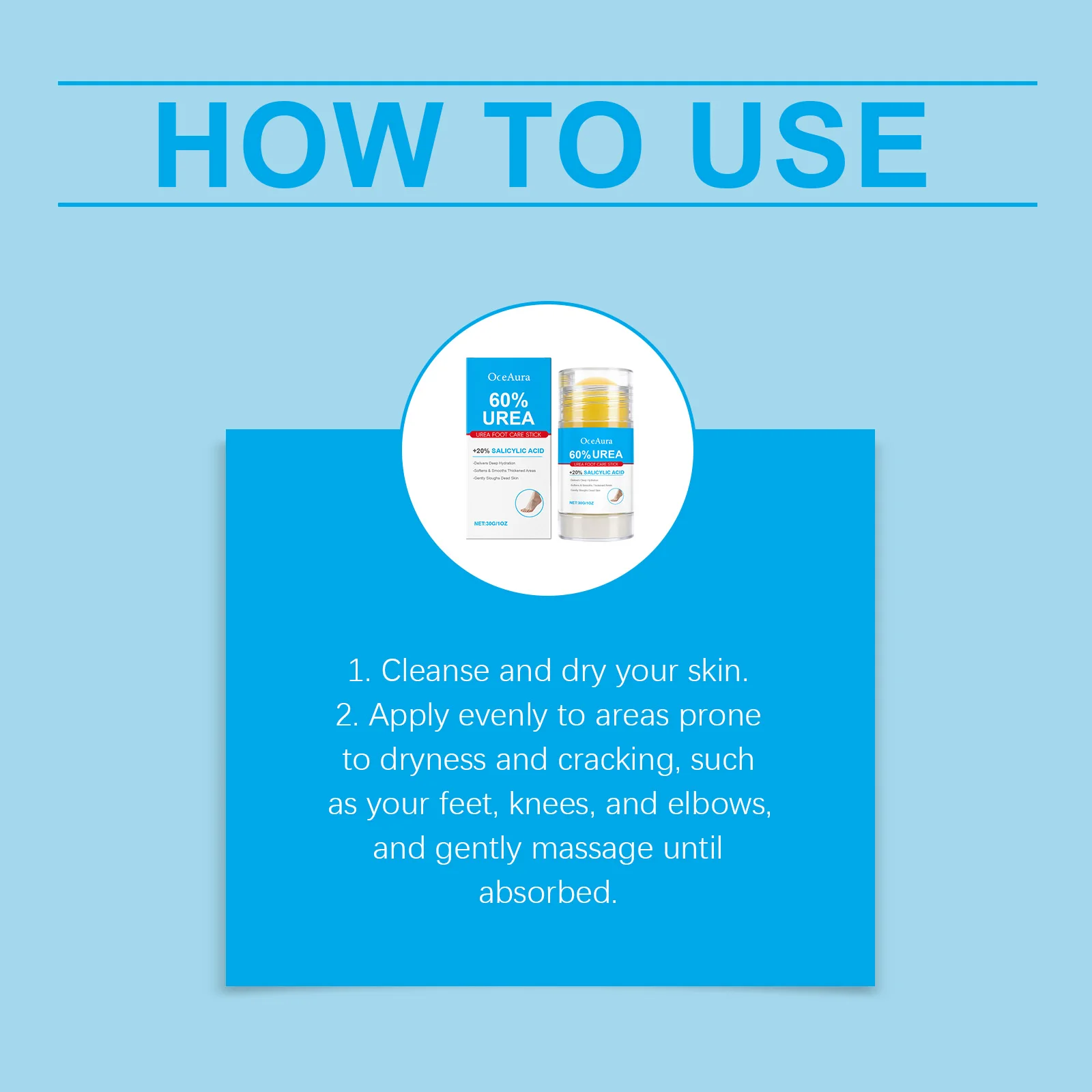 Foot Moisturizing Care Stick - Gentle Cleansing for Feet & Heels, Eliminates Odors, Refreshing & Moisturizing