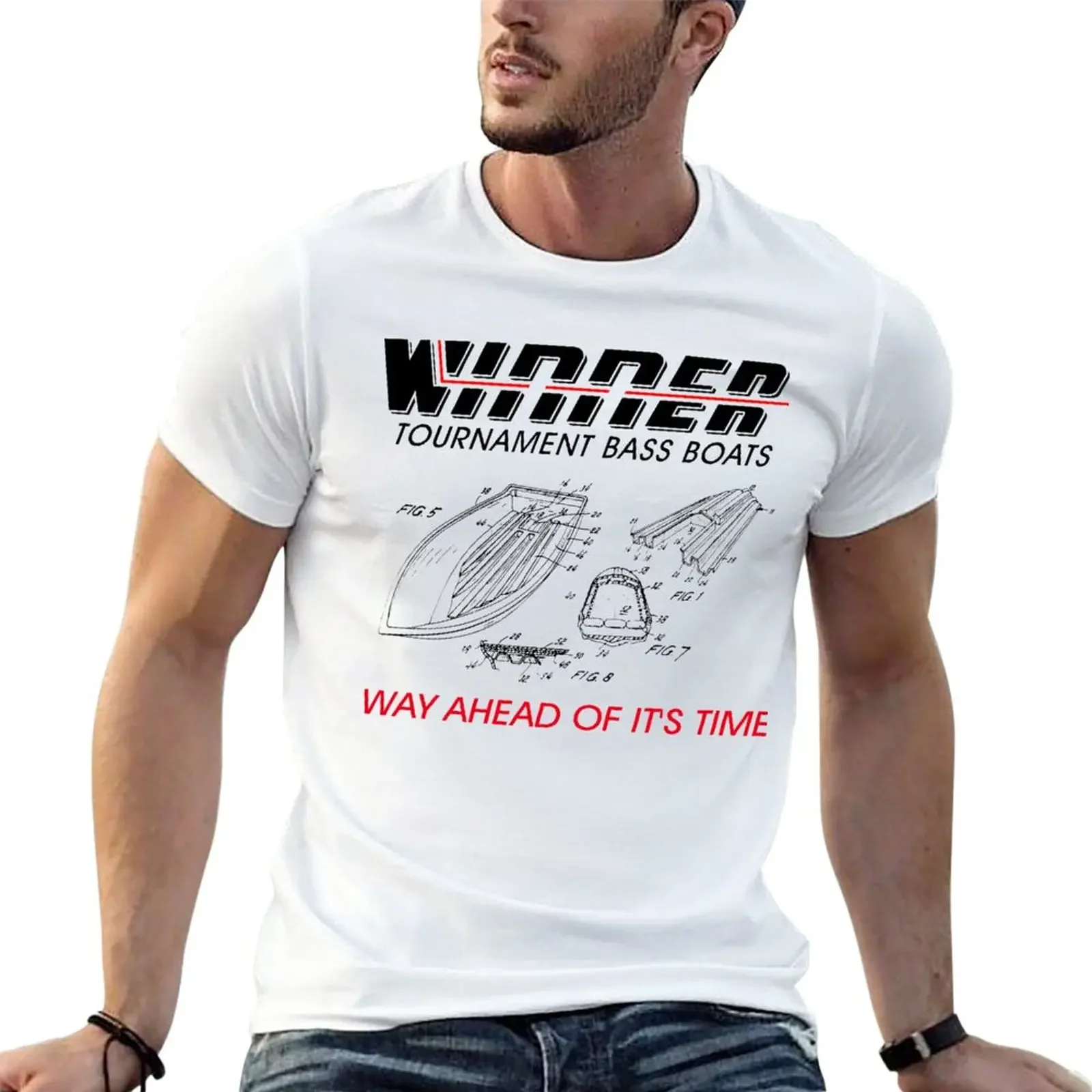 

WINNER Tournament Bass Boat Hull Design 80's T-Shirt kawaii clothes anime clothes men t shirt