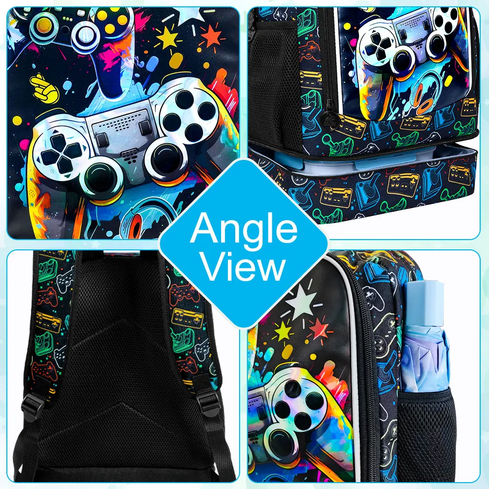 Zaino per Bambini, Set Zaino da Gioco con Scomparto Inferiore per il Pranzo, Borsa Scuola per Elementari, Prescolare e Bambini Piccoli - immagine 3