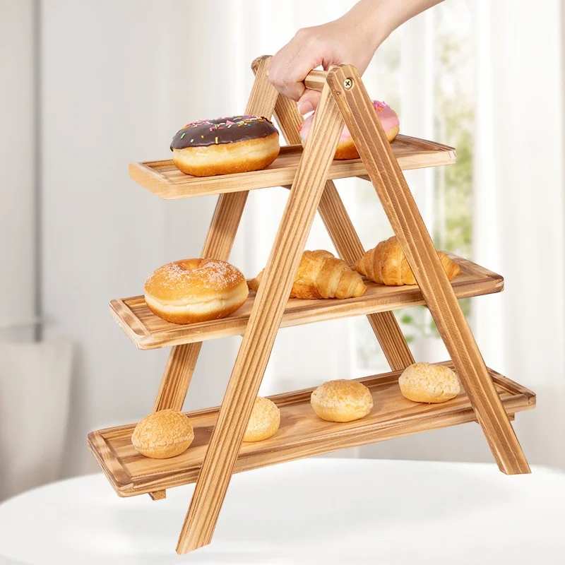 3 Tier Serving Tray Wood Tiered Tray Cake Stand Home Decor Party Serving Tray Fruit Bowl Cupcake Stand Kitchen Accessories 4