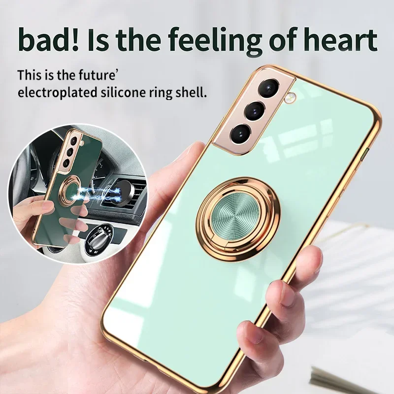 Electroplated Soft Back Phone Case with Ring Holder